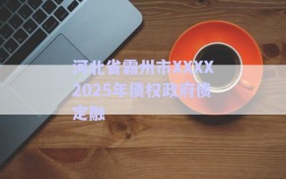 河北省霸州市XXXX2025年債權政府債定融